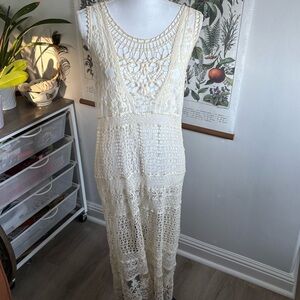 Boho Cream Lace Dress large